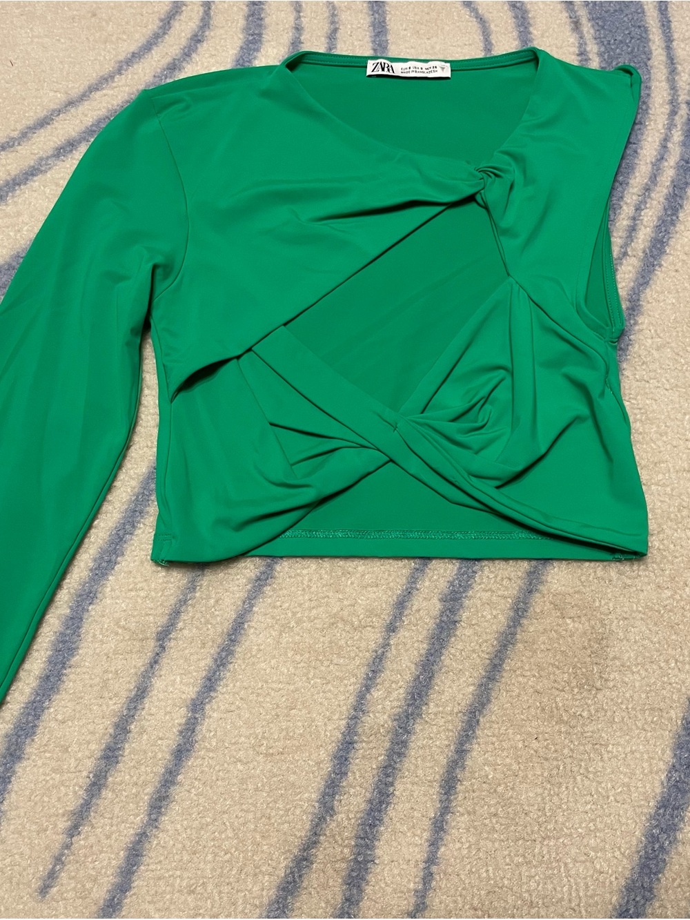ZARA Emerald Green Asymmetric Twist Crop Top